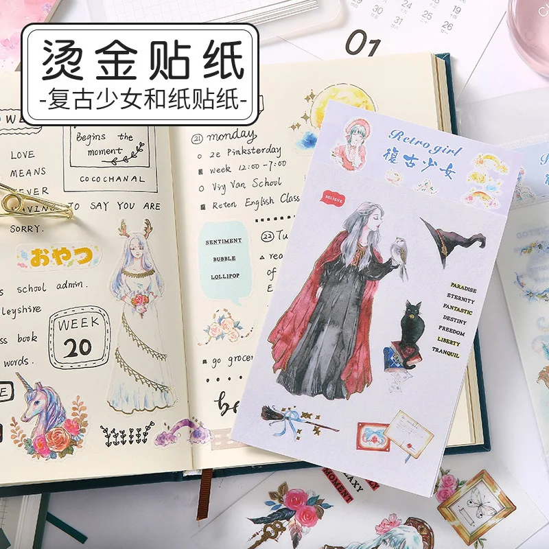 4 шт./упак. наклейки для украшения в стиле ретро девочек с цветами и феей сделай