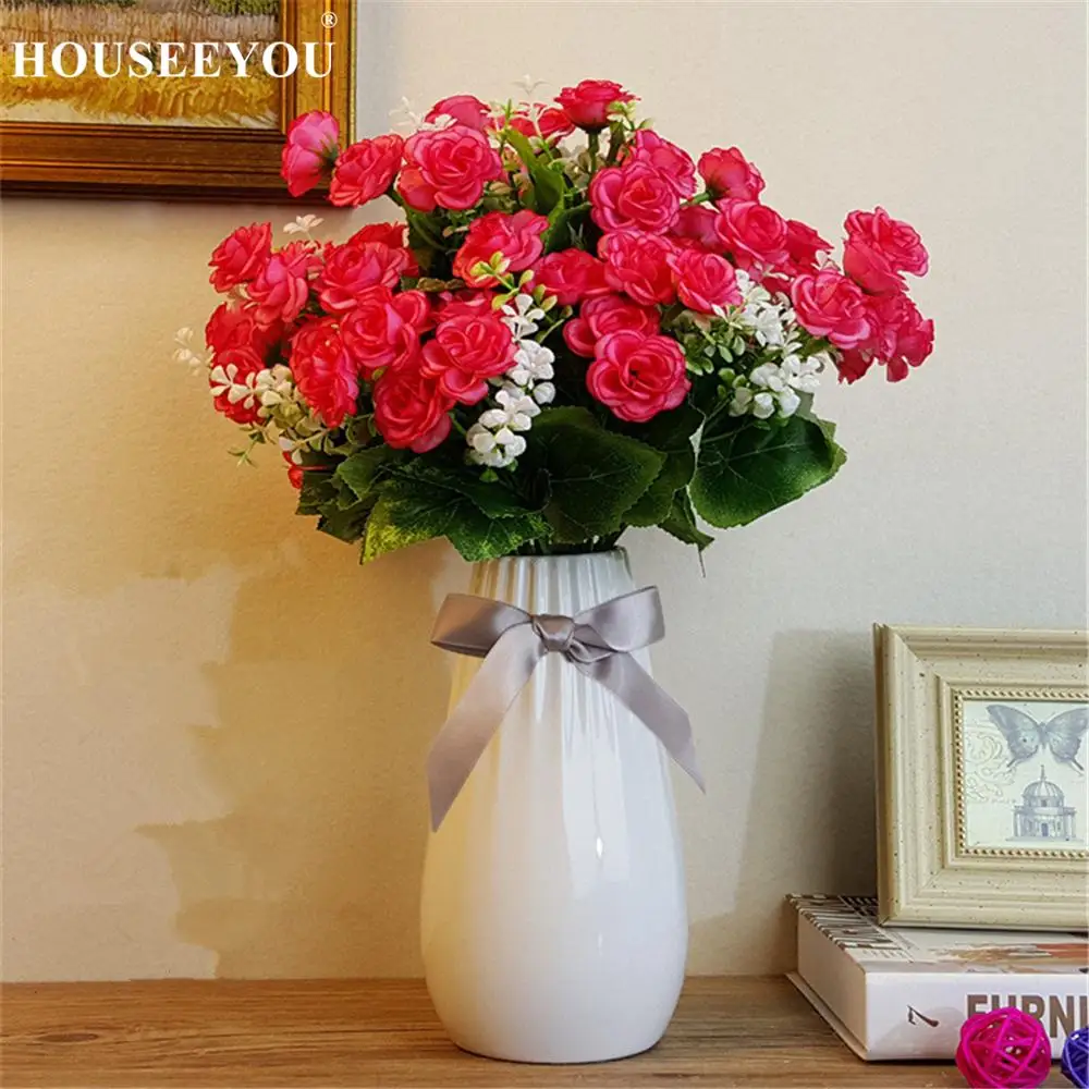 Modern Fashion Europe White Ceramic Flower Vase Home Office Hotel Decoration Tabletop Mesa Vases Wedding Flowerpot | Дом и сад