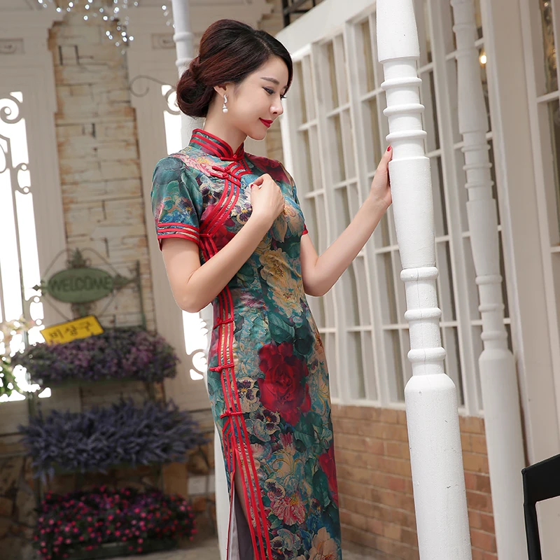 Высочайшее Качество Женщины Cheongsam Gambiered Кантон Марли Ретро Китайский Стиль Qipao