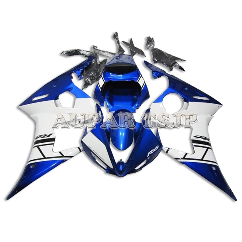 Белый синий Кузов + чехол для сиденья подходит Yamaha R6S 2006 2007 2008 2009 ABS инъекции полный