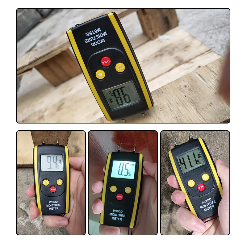 Wood Moisture Meter Digital Moisture Detector Moisture Tester Pin-Type Water Leak Detector Damp Tester Dampness Meter
