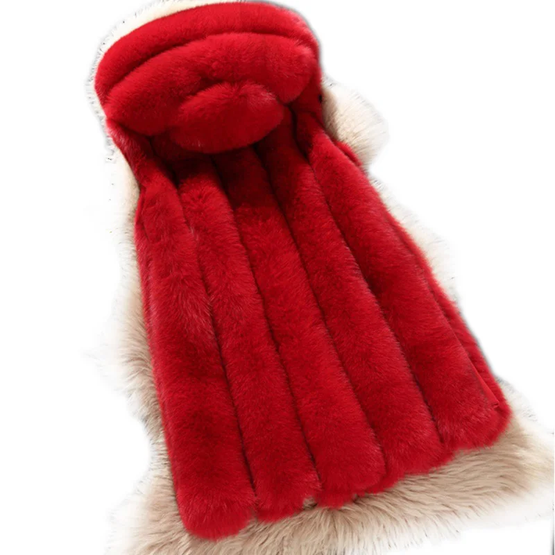 Luxury Winter Women's Genuine Wholeskin Fox Fur Vest With Hoody Lady Warm Waistcoat Female Gilet VF5042 | Женская одежда
