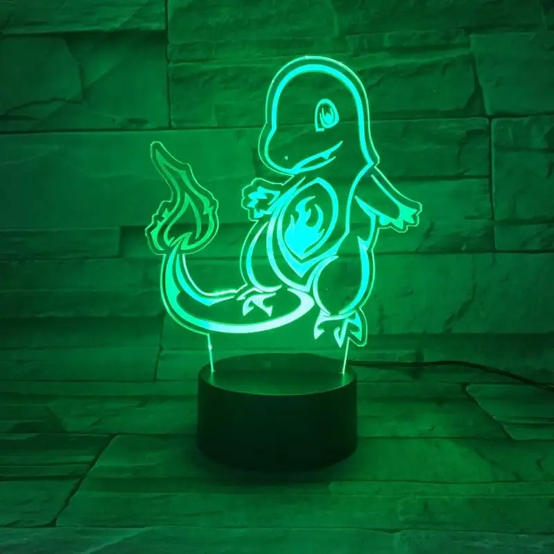 Мультфильм 3D лампа Покемон игровые фигурки огонь Дракон Charmander ночник светодиодный светильник многоцветный детский подарок Детские Игрушки Гаджеты