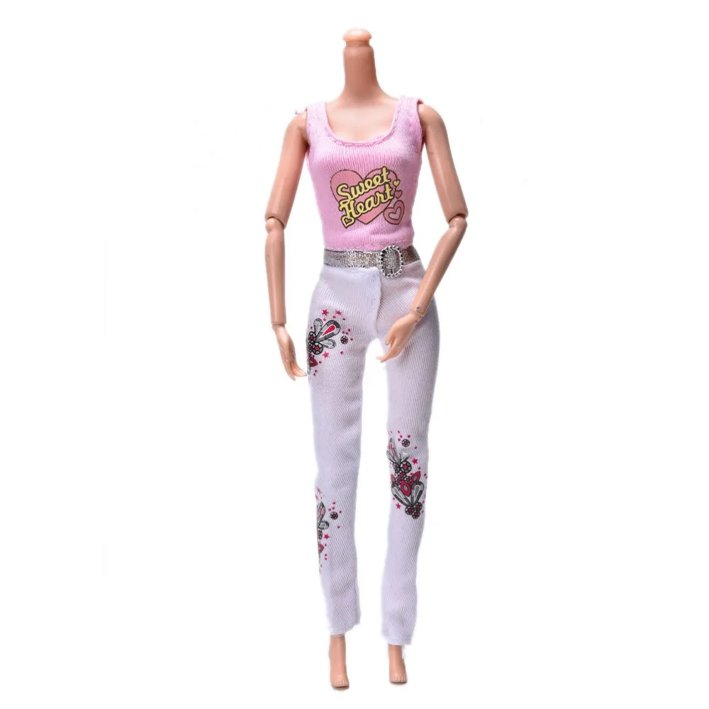 11&quot Dolls Fashion White Pants Printed Clothes Pink Vest Suit For Doll Accessories 2 Pcs/Set | Игрушки и хобби