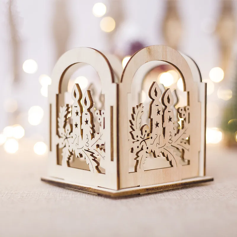 Candle Рождественские канделябры домашний Декор рождественские креативные подарки украшения Мини Деревянные Полые подсвечники Navidad украшения дома - Цвет: Candle