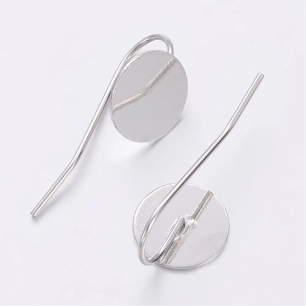 

Brass Earring Hooks, Platinum, Tray: 10mm; 24x10x0.5mm, Pin: 0.7mm