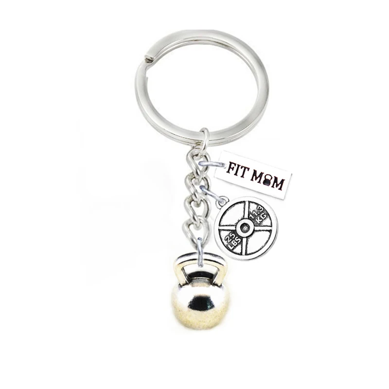 DOUBLE NOSE Gym Sport Crossfit Fitness Bodybuilding Weight Plate Kettlebell Fit Mom Keychain Key Holder | Украшения и аксессуары