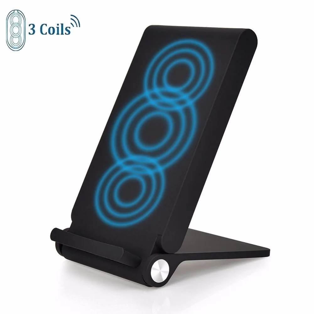 

QI Wireless Charger Fast Charging for iPhone 8 10 X For Samsung Galaxy S6 S7 S8 Note8 3-Coils Stand Pad Charge