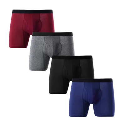 1red1gray1blue1black Jerrinut мужские трусы-боксеры мужские хлопковые трусы длинные дышащие однотонные гибкие пляжные шорты боксеры сексуальное мужское нижнее белье - Цвет: 1red1gray1blue1black