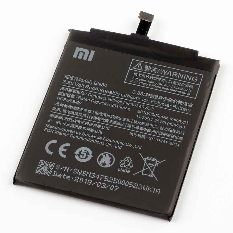 Оригинальный аккумулятор Xiaomi BM34 большой емкости для телефона Mi Note Pro 4 ГБ ОЗУ 3010