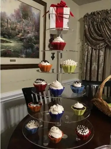 Большая 6 ярусная круглая подставка для торта из акрилового стекла кексов