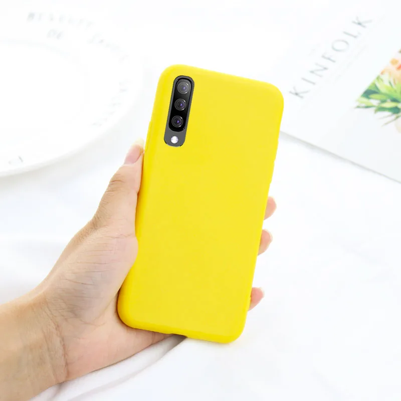 Yellow Сплошной цвет силиконовый чехол для samsung galaxy a10 a20e a20 a30 a40 a50 a70 note 8 9 10 a6 a7 j4 j6 plus s8 s9 s10 s10e чехол - Цвет: Yellow