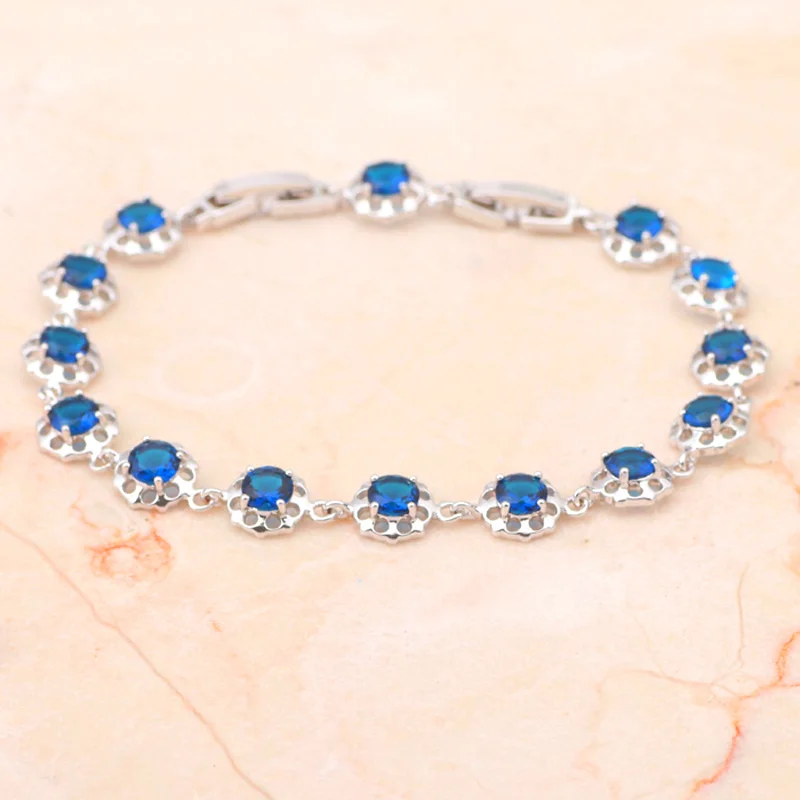 Простой Круглый Дизайн Ювелирные изделия AAA циркон темно-синий кристалл