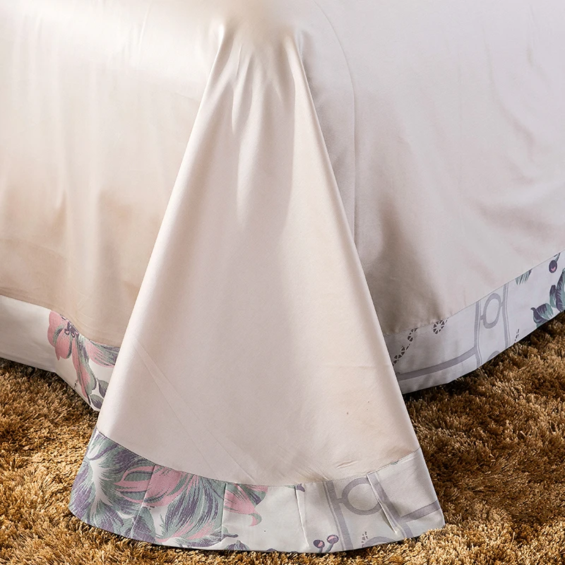 

Egyptian Cotton Yarn Dyed Jacquard Elegance Garden Flower Design Bedding set 4Pcs Sheets Duvet Cover Pillowcase Queen King Size