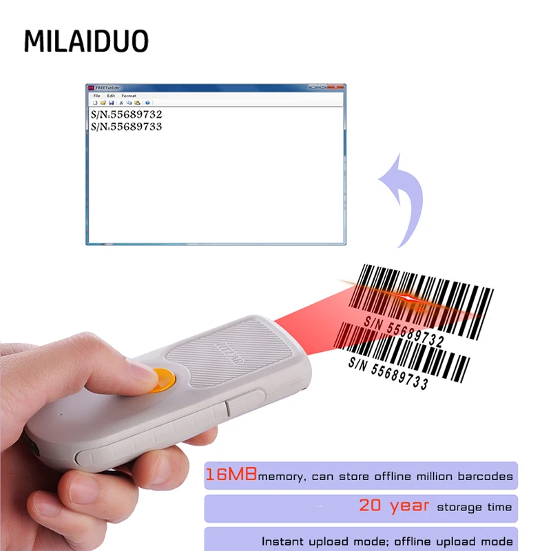 NT1000 1D 2D QR сканер штрих кода портативный мини Bluetooth 4 0 считыватель работает с