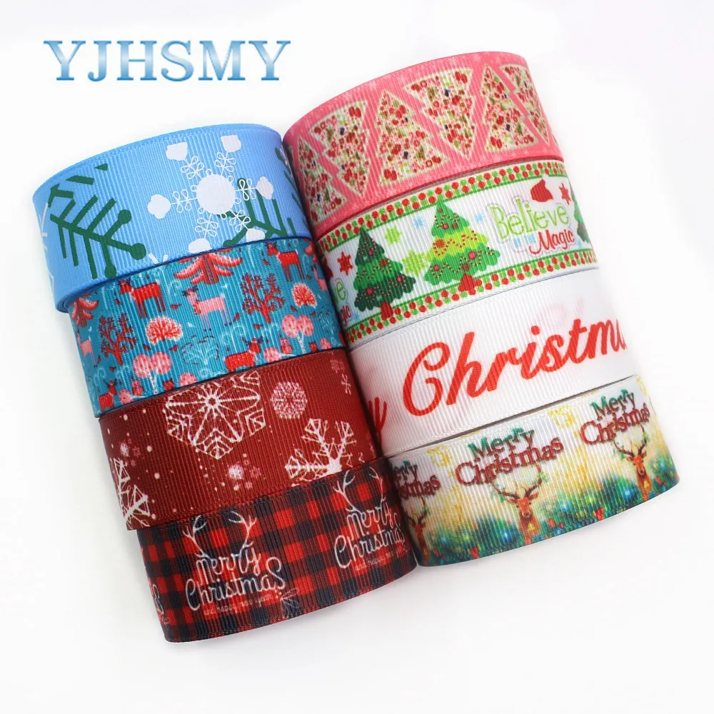 YJHSMY I 19713 18 25 мм 10 ярдов Рождественская серия мультфильм grosgrain ленты лук колпачок