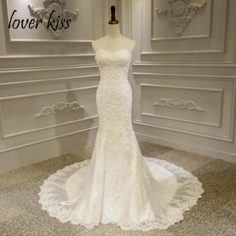Любовник Поцелуй Vestido De Noiva Русалка свадебное платье 2021 на шнуровке без бретелек
