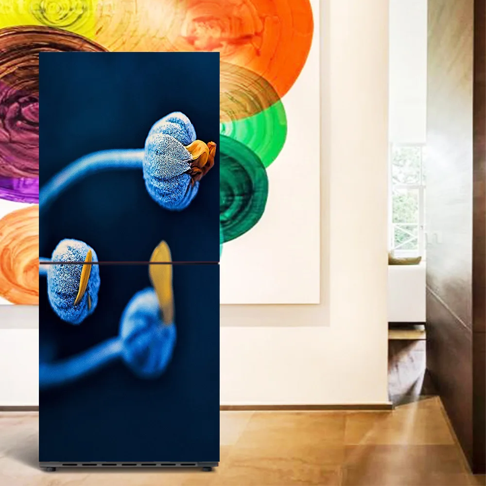Wholesale Cartoon Blue Flower Bud SelfAdhesive Dishwasher Refrigerator Freeze Sticker Kid's Art Fridge Door Cover Wallpaper | Дом и сад