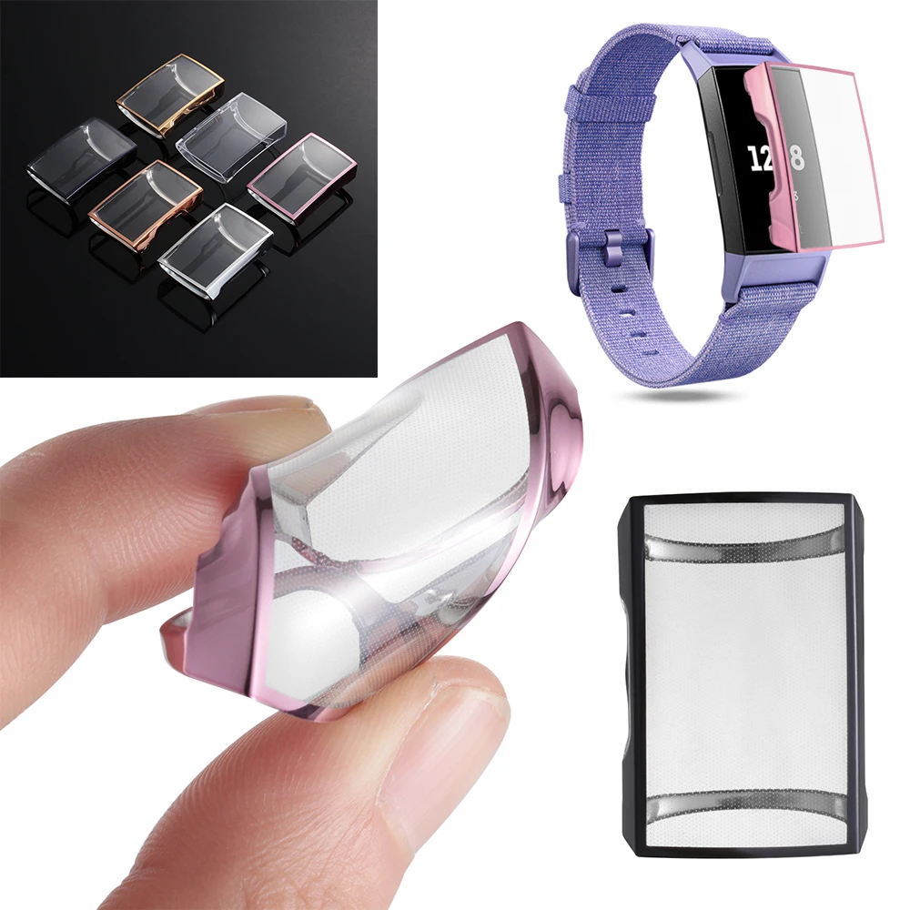 6 colors Soft TPU Case Silicone Protective Clear Cover Shell for Fitbit Charge 3 Band Smart Watch Screen Protector | Наручные часы