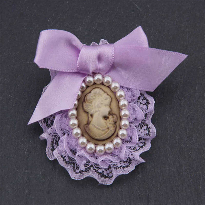 Классический Bijoux голова королевы портрет Броши Кружева Лента ткань жемчуг ювелирные изделия брошь для женщин девушки пальто костюм, воротник рубашки булавки