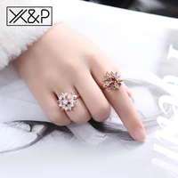 xp bohemian wedding rose gold silver color crystal female rings for women fashion charm colored rhinestone women ring jewelry