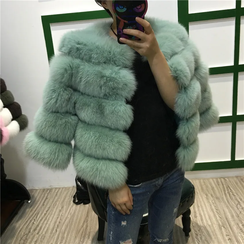 BFFUR, настоящее меховое пальто, роскошная женская зимняя мода, стильный жилет из натурального меха, Женское пальто из цельного лисьего меха, высокое качество, натуральный мех C0011 - Цвет: light green