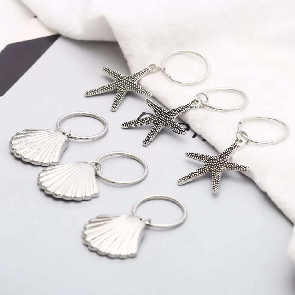 6 шт./лот античный серебряный цвет Круглый милый морской ракушка морская звезда