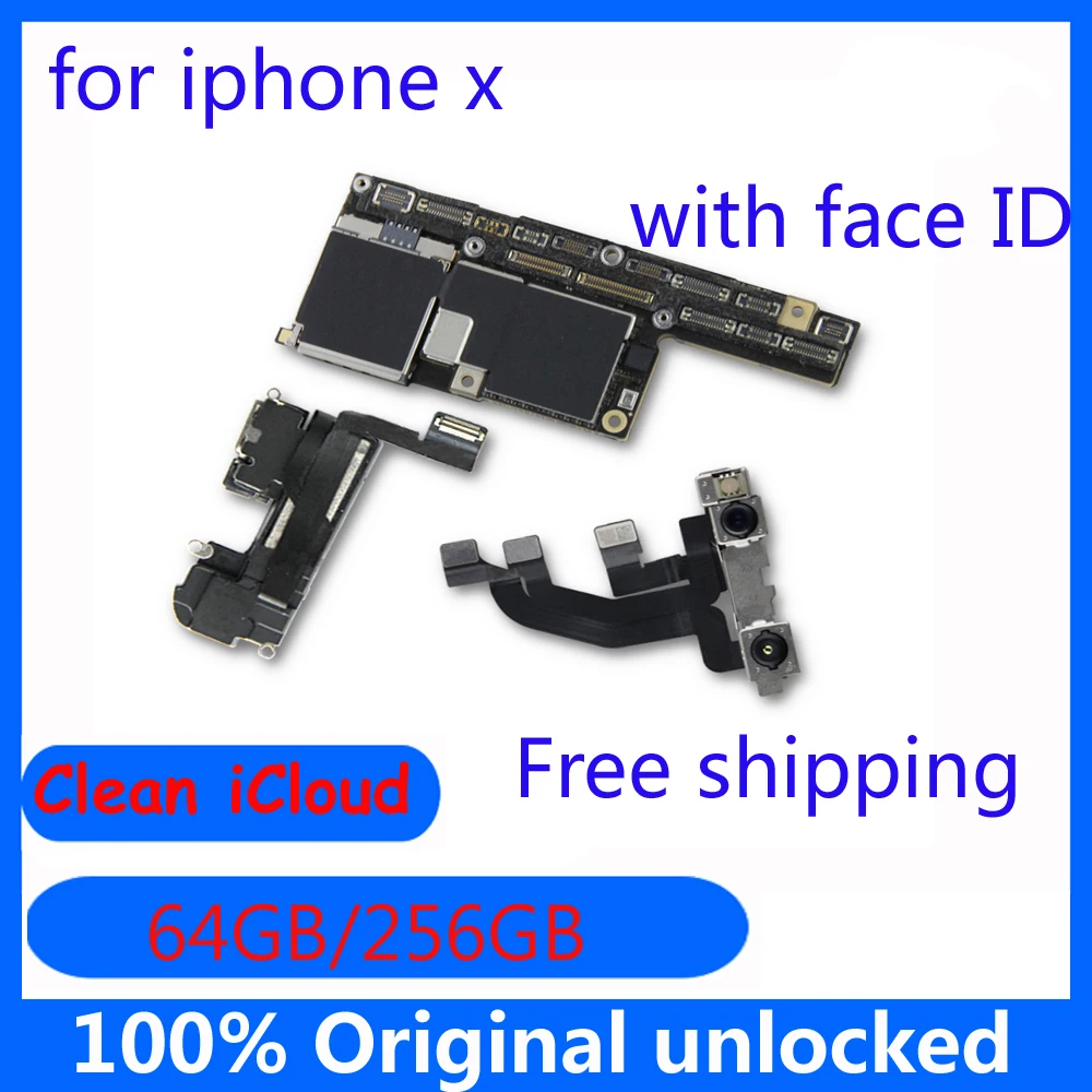 100% оригинальная разблокированная плата для материнской платы iphone X с/без face ID 64 Гб
