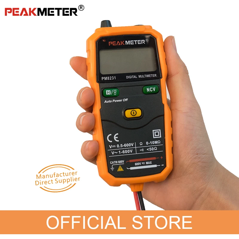Цифровой мультиметр PEAKMETER PM8231 умные мультиметры Бесконтактный Мини Авто DC AC Сопротивление напряжения NCV тестер