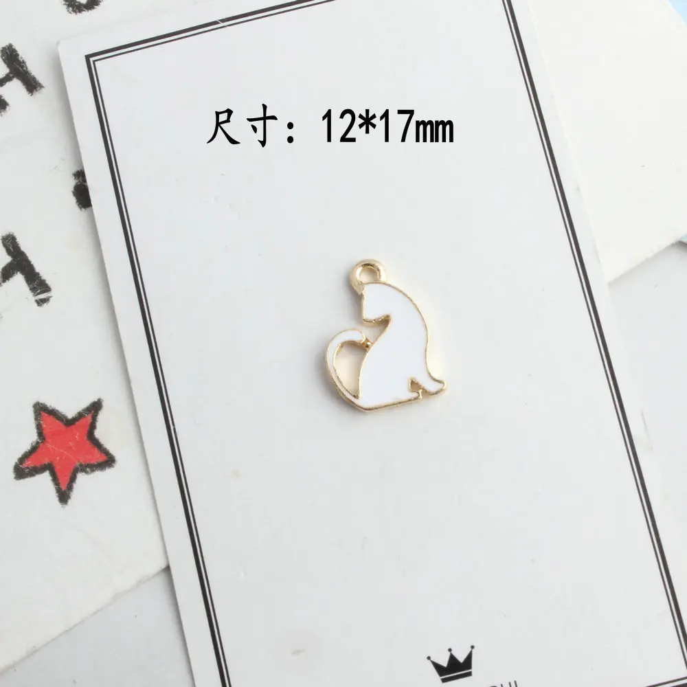 10 шт. эмалированный сплав цветочный круг животное кошка кулоны 12*17 мм