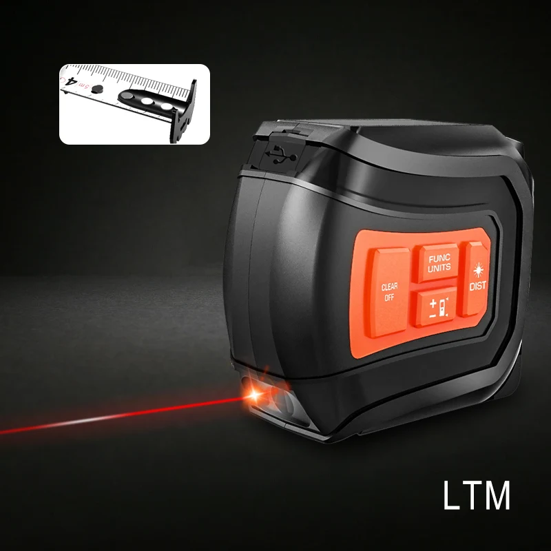 LOMVUM LTM USB перезаряжаемая Лазерная Лента лазерный дальномер в реальном времени Dada 40/60 м лазерный дальномер 5 м лента ЖК-цифровой - Цвет: LTM