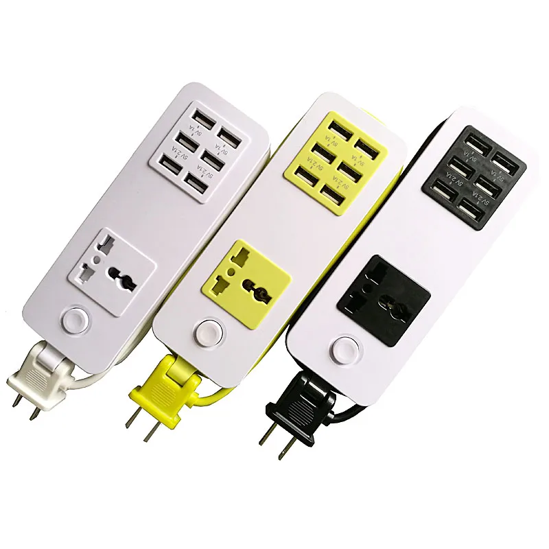 Портативная сетевая лента, универсальная розетка, 6 портов, USB, настольное зарядное устройство для путешествий, станция для США/Великобритании/ЕС, штепсельная вилка с удлинителем 5 футов