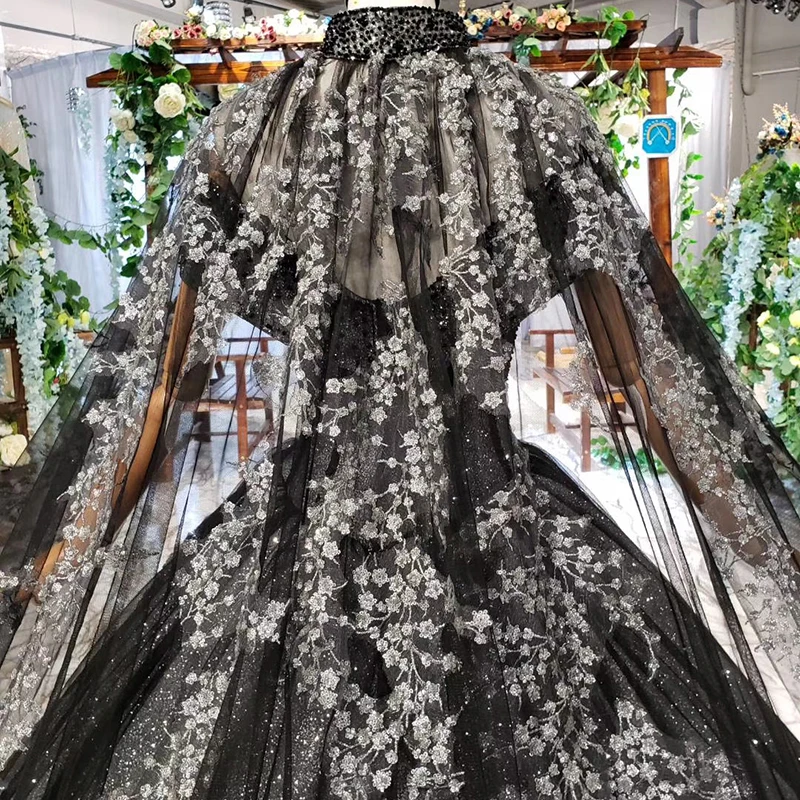 HTL571 черные торжественные платья с накидкой кружевные аппликации вечерние