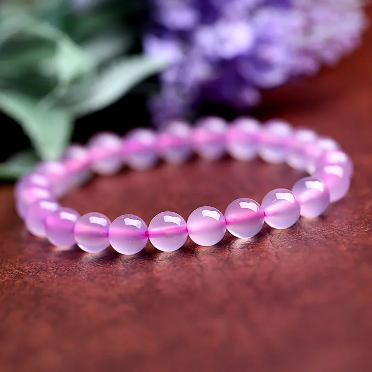 

Natural Powder Chalcedony Bracelet Woman Fund Fashion Bracelet 8MM