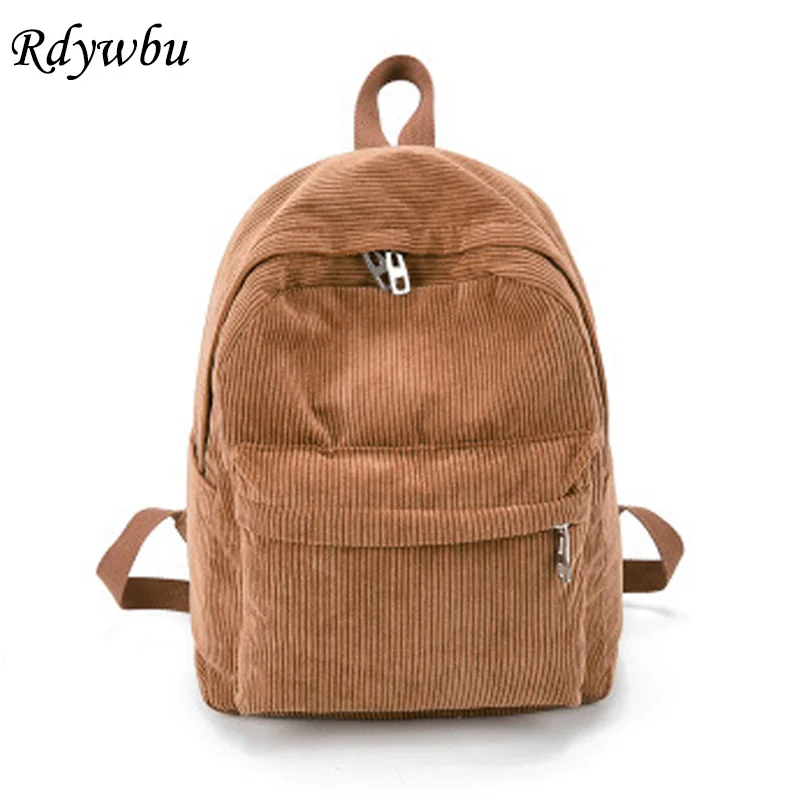 

Rdywbu New Corduroy Backpack High Quality Autumn Winter Soft Travel Bag Large Capacity Teenagers School Book Bag Rucksack B594