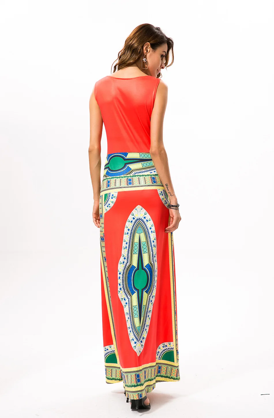 Модные длинные летние платья 2017 Для женщин Фараона печати Классический