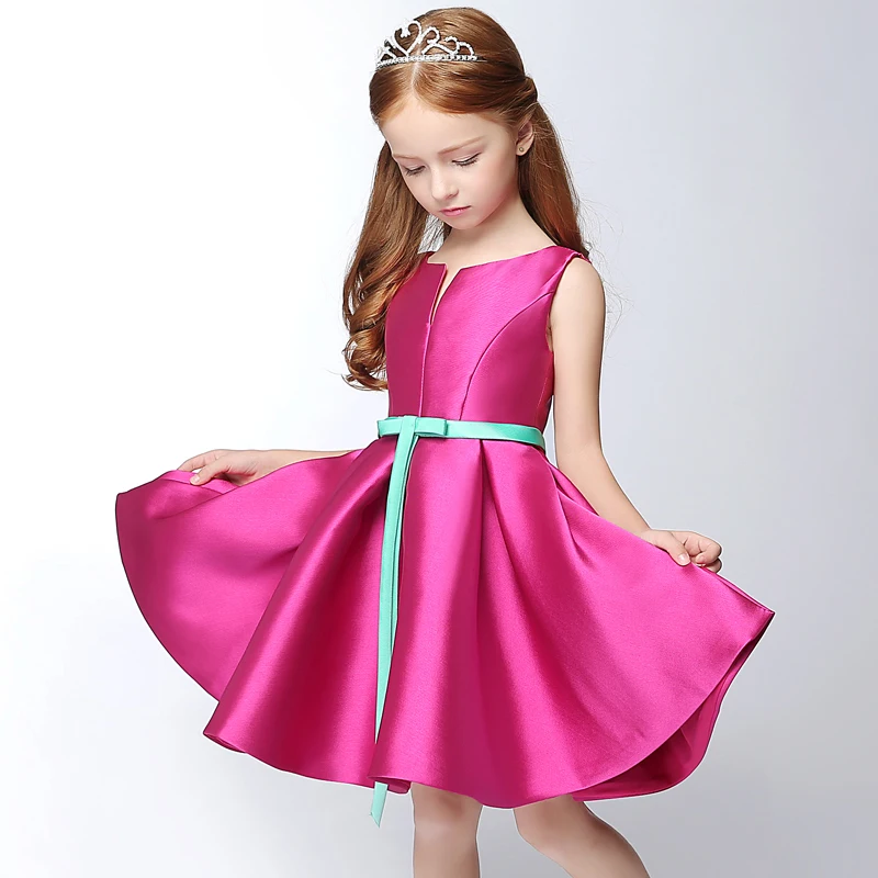 2018 Suosikki Платья с цветочным узором для девочек на свадьбу ярко-розовое платье