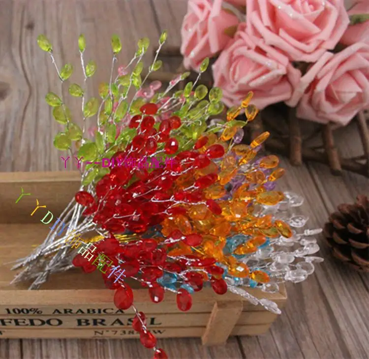 Multicolor Acrylic Drop Wire Branches 2pcs/lot Decoration Ronce Flower For DIy Accessories | Дом и сад