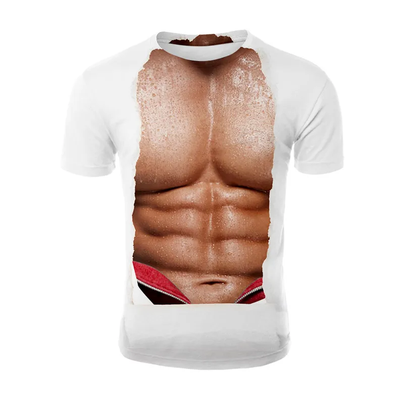 YELITE поддельные мужчины с принтом мышц 3d Футболка Сильный Pectorales шаблон Футболка Мужчины Женщины брюшной креативный тренажерный зал Футболка уличная одежда - Color: 0651