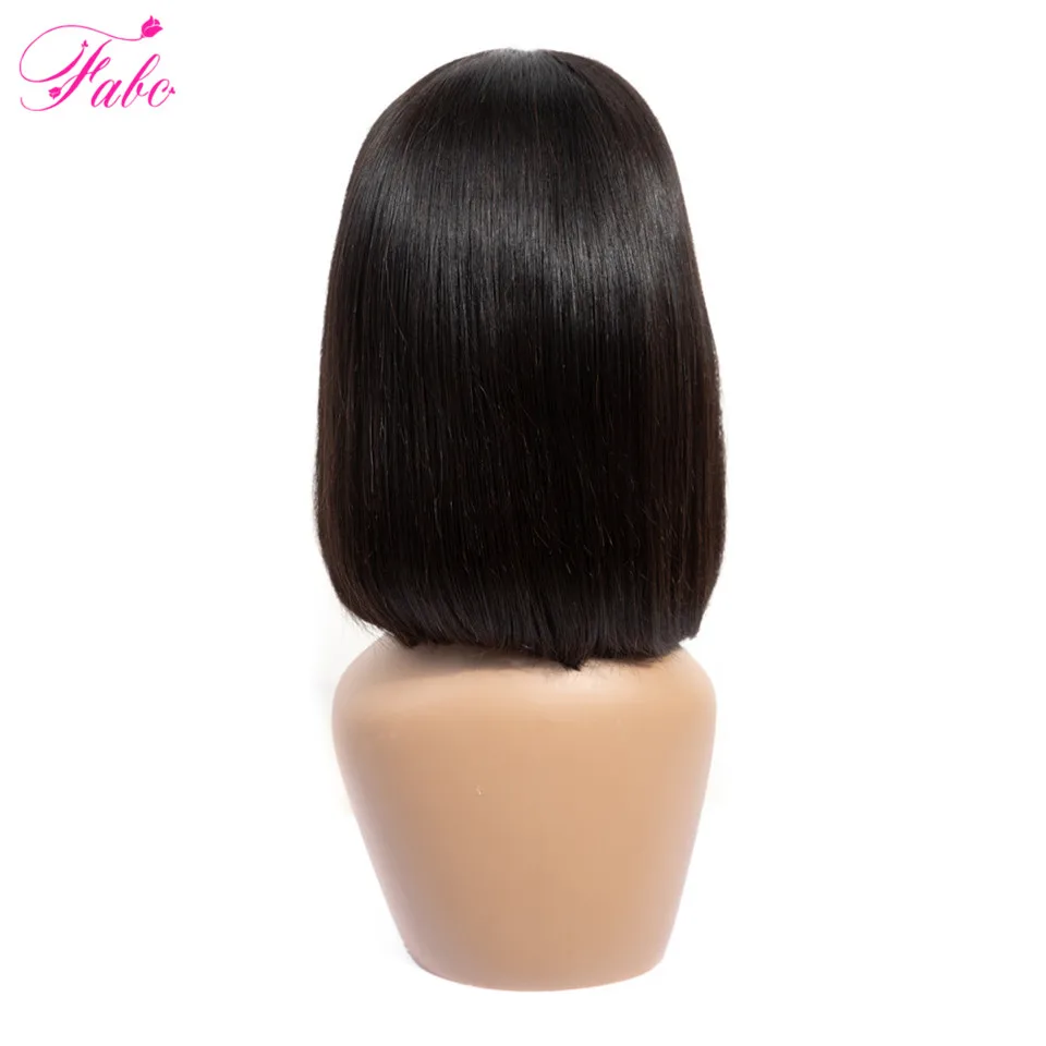 FABC Hair Straight Lace Front Wig For Black Women Brazilian Short Bob Wigs Remy Human 13x6 Bleached Knots Natural Color | Шиньоны и