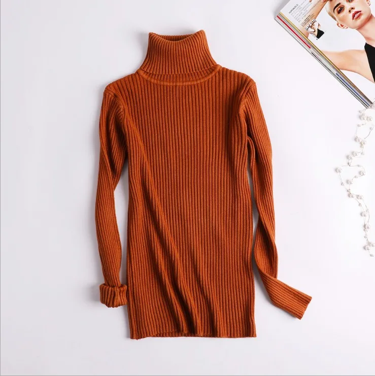 Fashion Autumn Women's Sweaters Solid Color Top Ladies Turtle Neck Pullover Long Sleeve Slim Jumper Knitted Basic Office Tops | Женская
