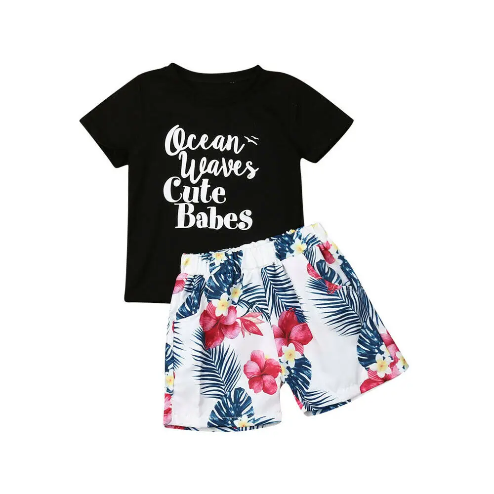 Футболка для маленьких мальчиков Топы + штаны летняя праздничная одежда | Детская