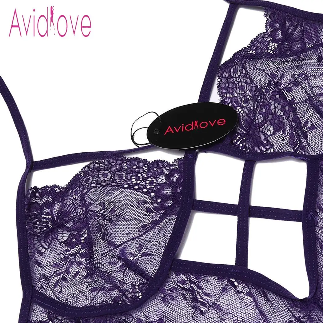Avidlove Женское боди с чулками, костюмы, цельное сексуальное женское белье, боди с бретельками, Прозрачная кружевная ночная одежда