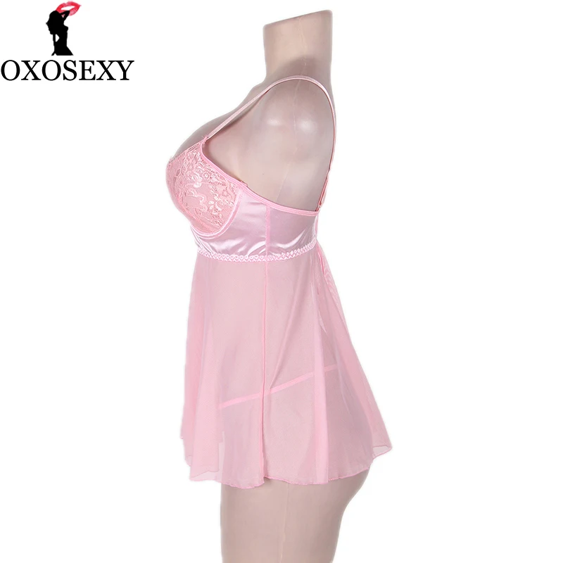 Xxxl 5xl Розовое женское нижнее белье сексуальное ночное одежда для сна кружевное