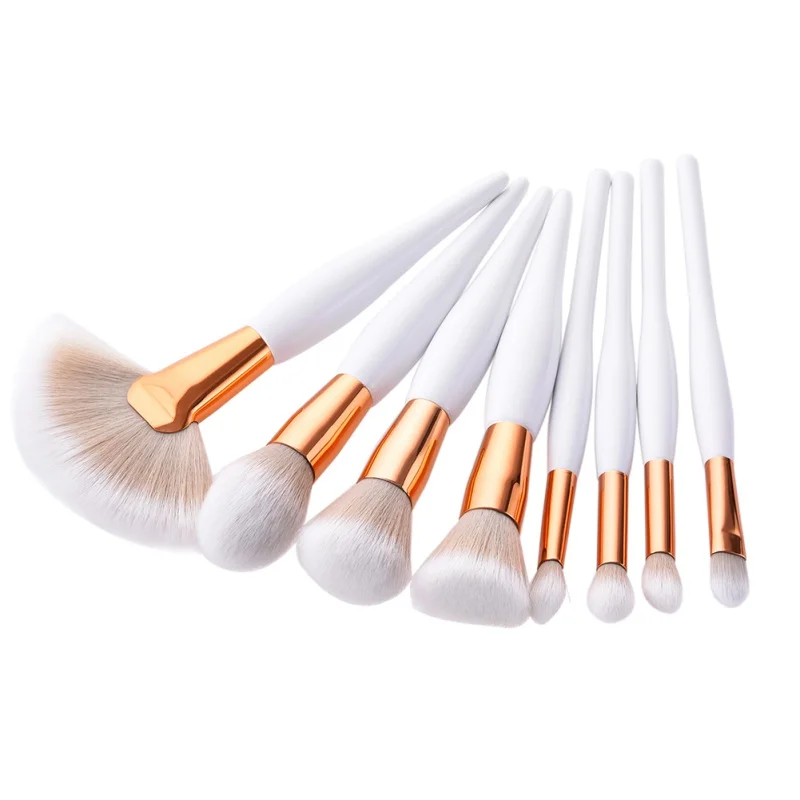 4-8 pcs/set makeup brush kit soft synthetic head wood handle brushes fan flat set for women eyeshadow facial make up | Красота и