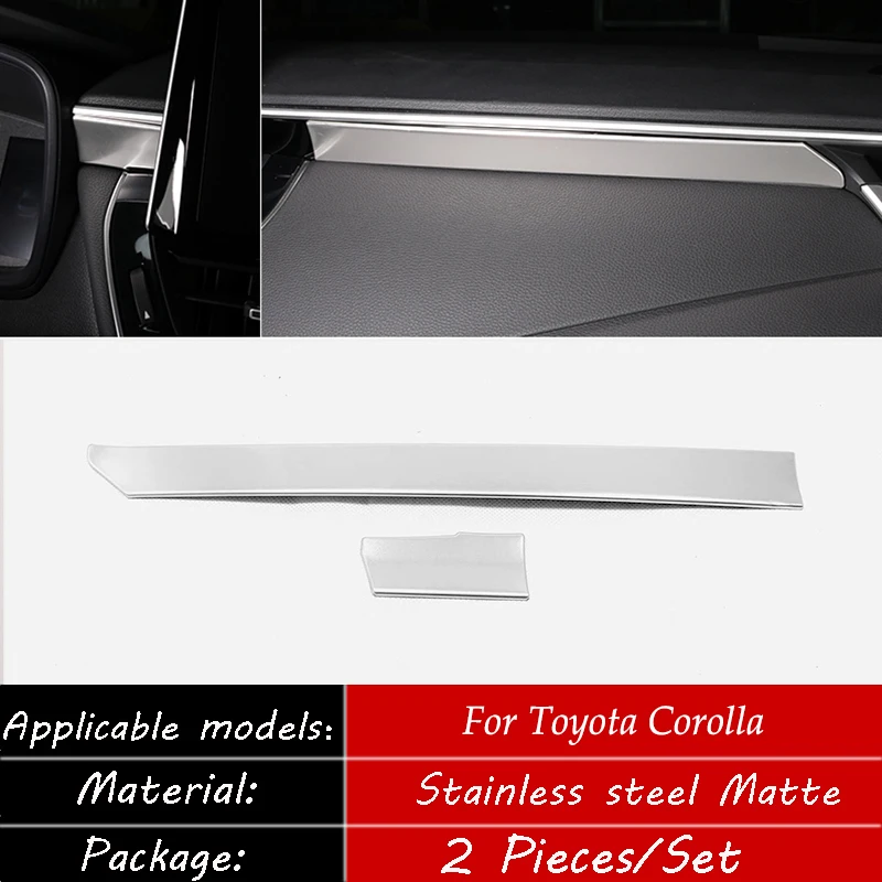 

For Toyota corolla 2019 2020 accessories Stainless steel Car Console Decoration Strip cover trim Sticker Car styling 2pcs
