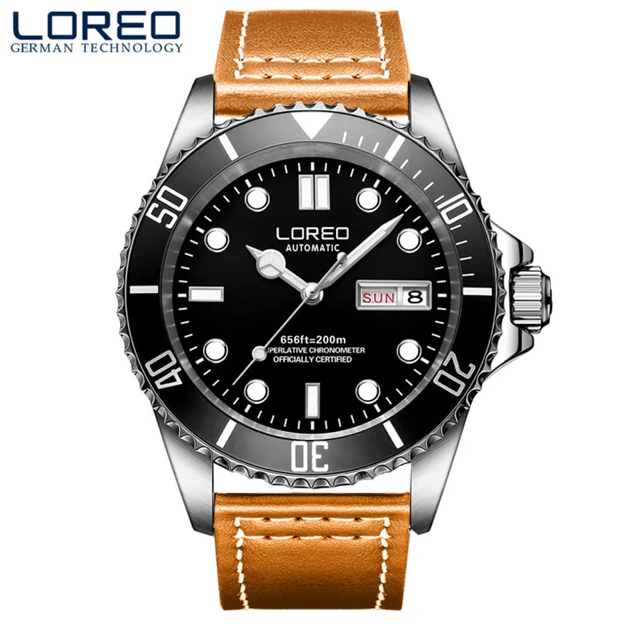 

Waterproof Shockproof Mens Sports Watches Relogio Masculino Diving 200M Man Leather Sport Watch Automatic mechanical Male Clock