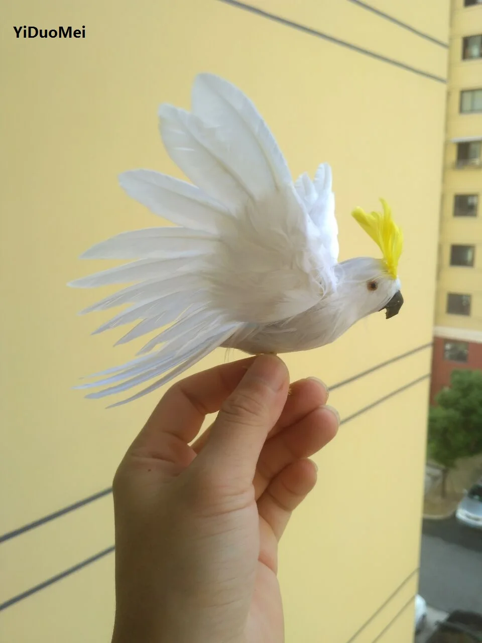 

about 20x28cm artificial parrot white cockatoo bird foam&feathers spreading wings bird handicraft garden decoration gift p2301