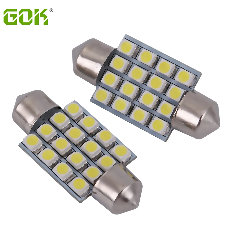 10 шт./лот светодиодная Внутренняя купольная гирлянда 16SMD Led 1210 3528 c5w led 31 мм 36 39 42