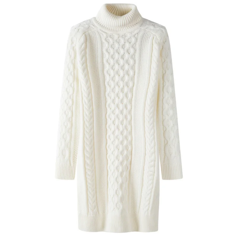 SEMIR Для женщин из смесовой шерсти закатывающиеся Свитер с воротником платье